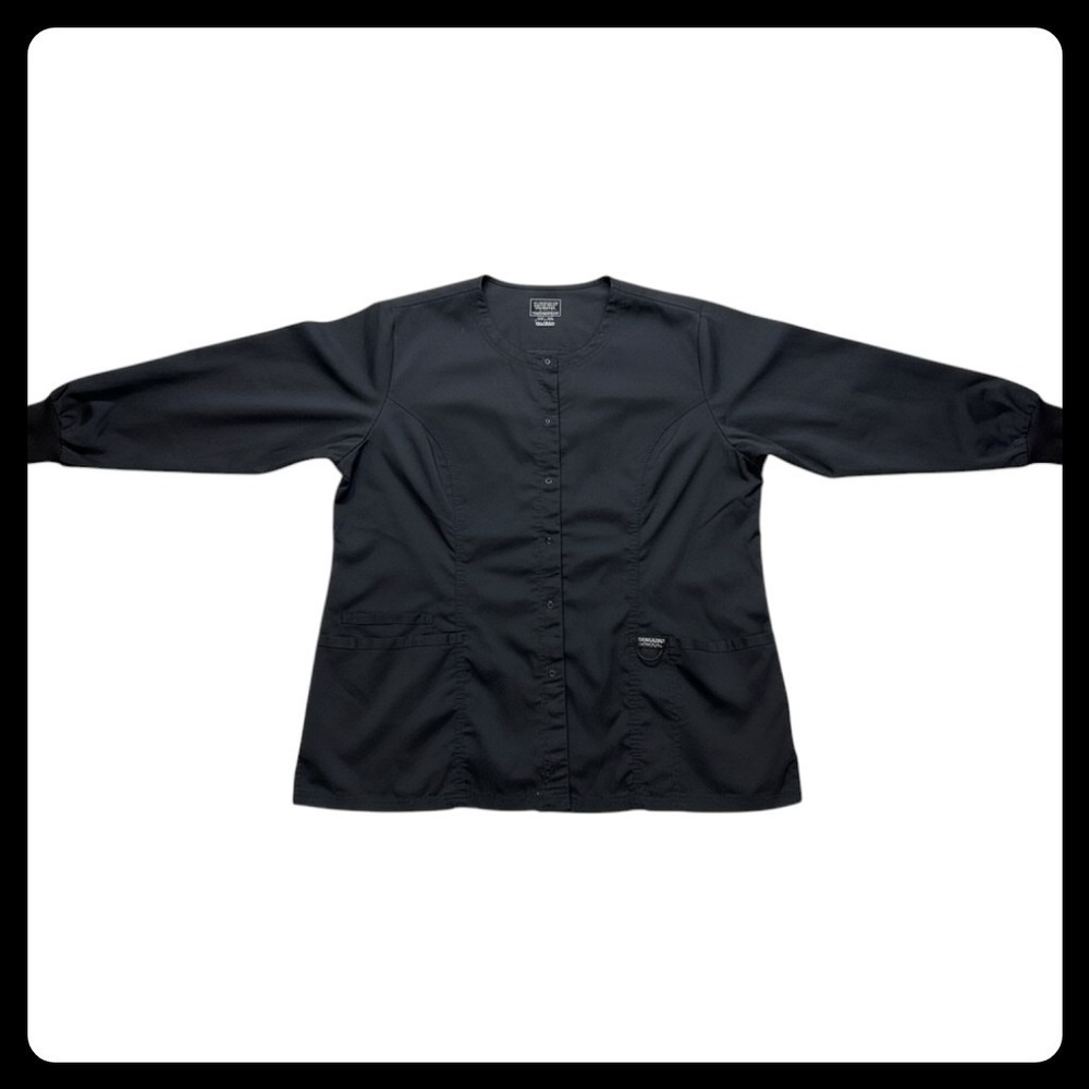 Cherokee Scrub Jacket Women 2XL Black Snap Front Revolution Nursing